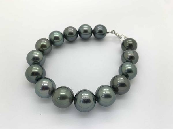 Pulsera de cable con perlas azul-verde