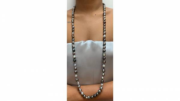 Mihiarii Pearls necklace of 77 multicolored semi-baroque Tahitian pearls