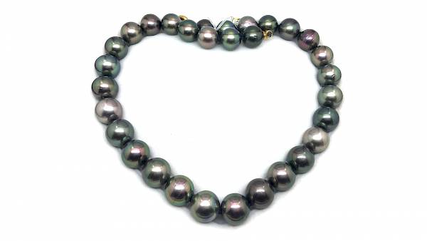 Collar de 31 perlas de Tahití coloridas y brillantes - Vista superior