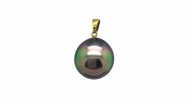 Yellow gold pendant with a multicolor Tahitian pearl