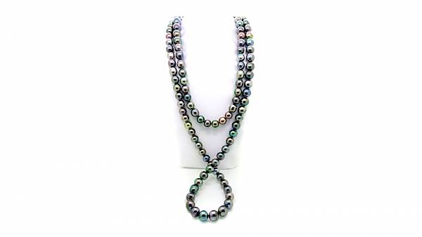 Collar de cable con 110 perlas semiredondas