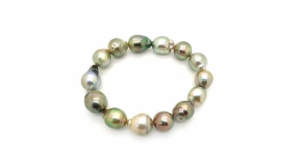 Elastic bracelet composed of 14 baroque pearls