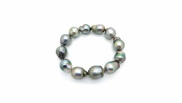 Elastic bracelet with 12 baroque pearls